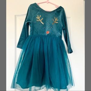 Mini Boden Green Reindeer Dress